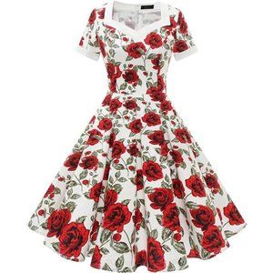 Women 1950s Retro Rockabilly Vintage Prom Party Dress with Belt